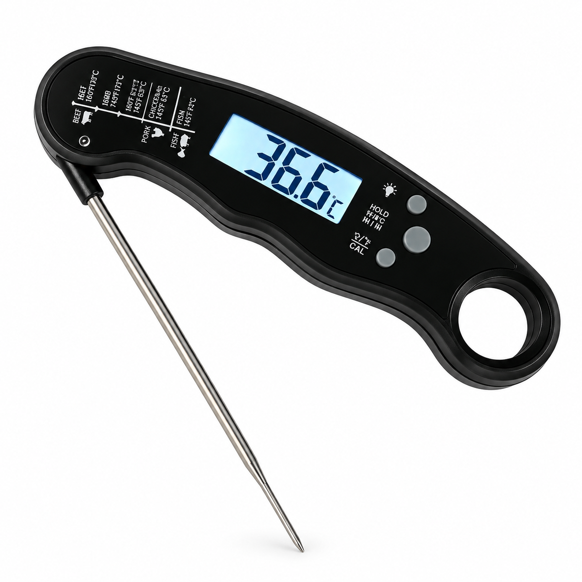 Searwise Waterproof backlit, curved, with scale, Black
