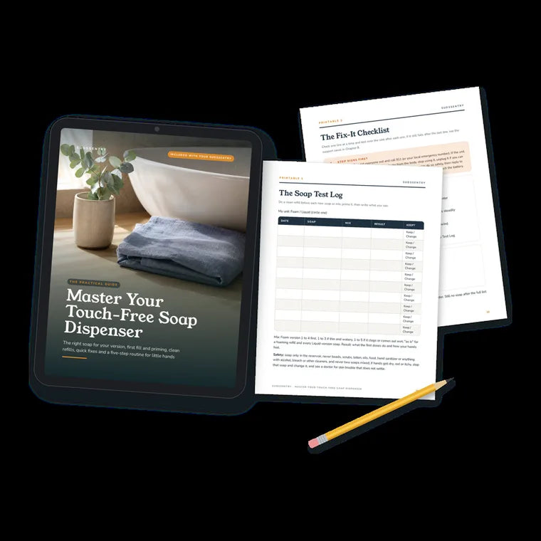 SudsSentry guide on a tablet with printable pages
