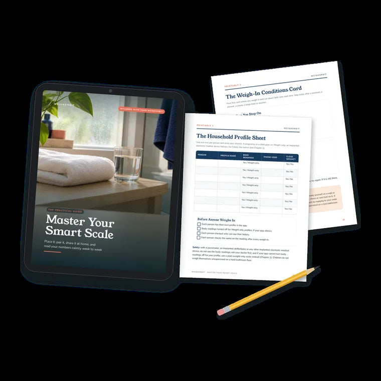 WeighOrbit guide on a tablet with printable pages