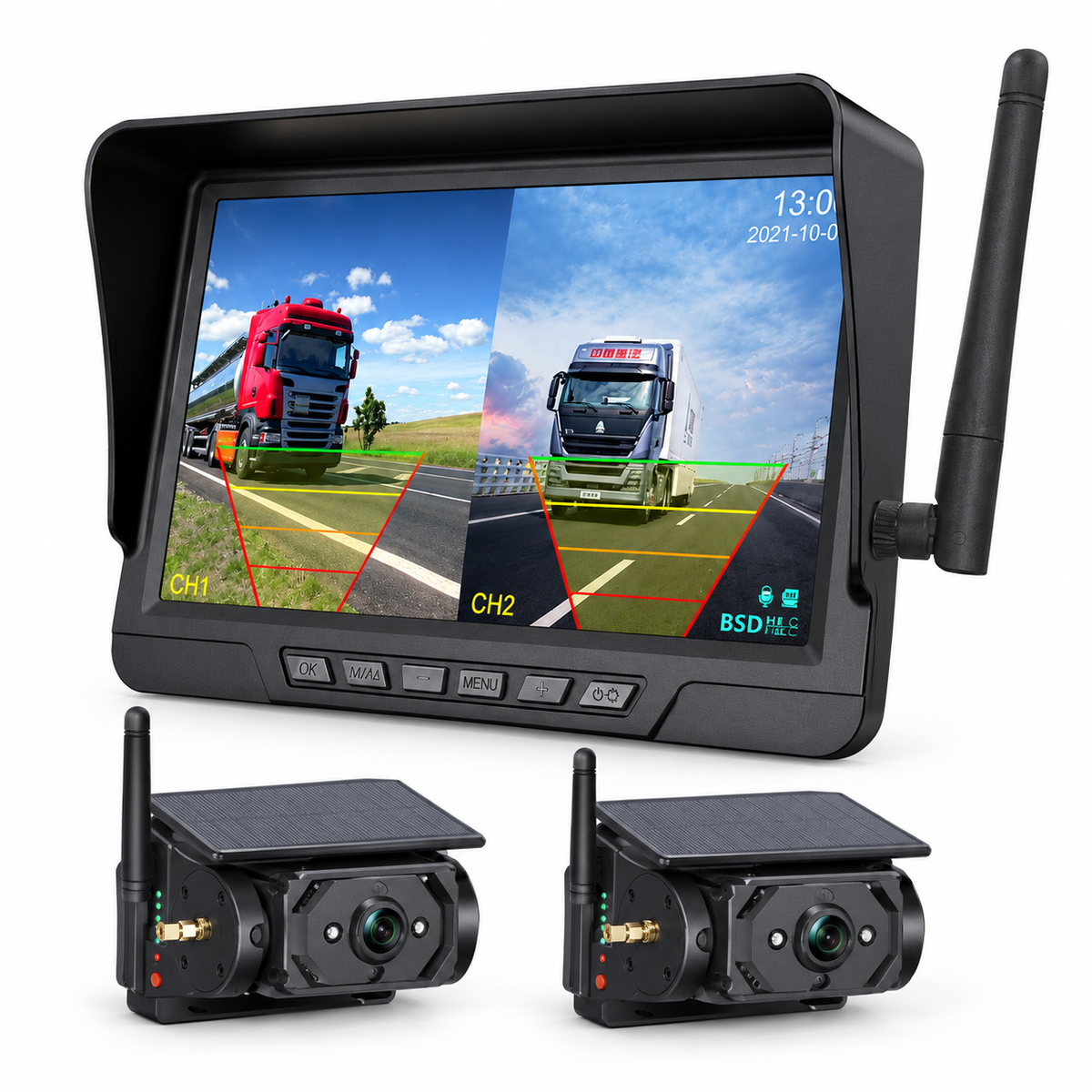 Backsteady 7" monitor + 2 solar magnetic cameras
