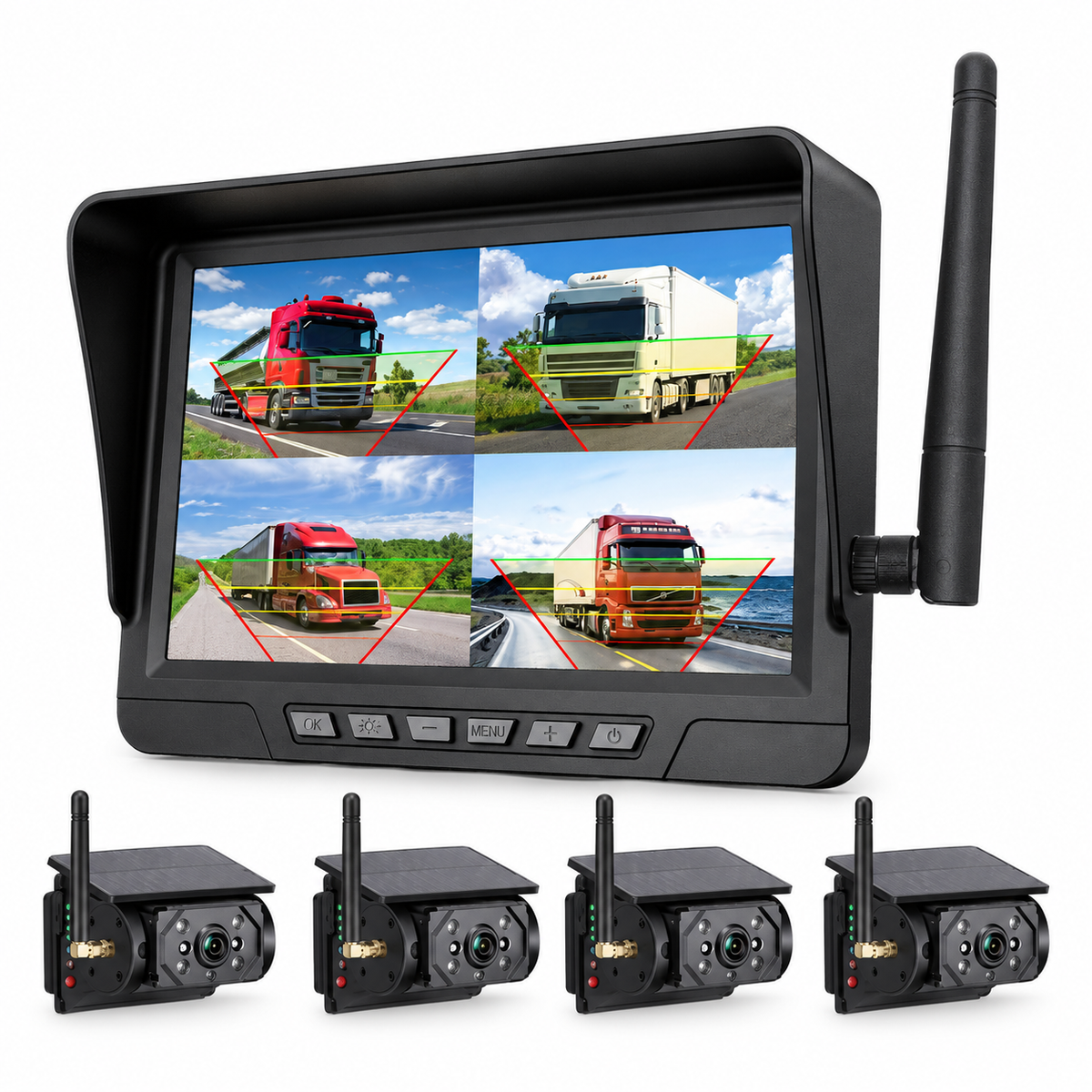 Backsteady 7" monitor + 4 solar magnetic cameras