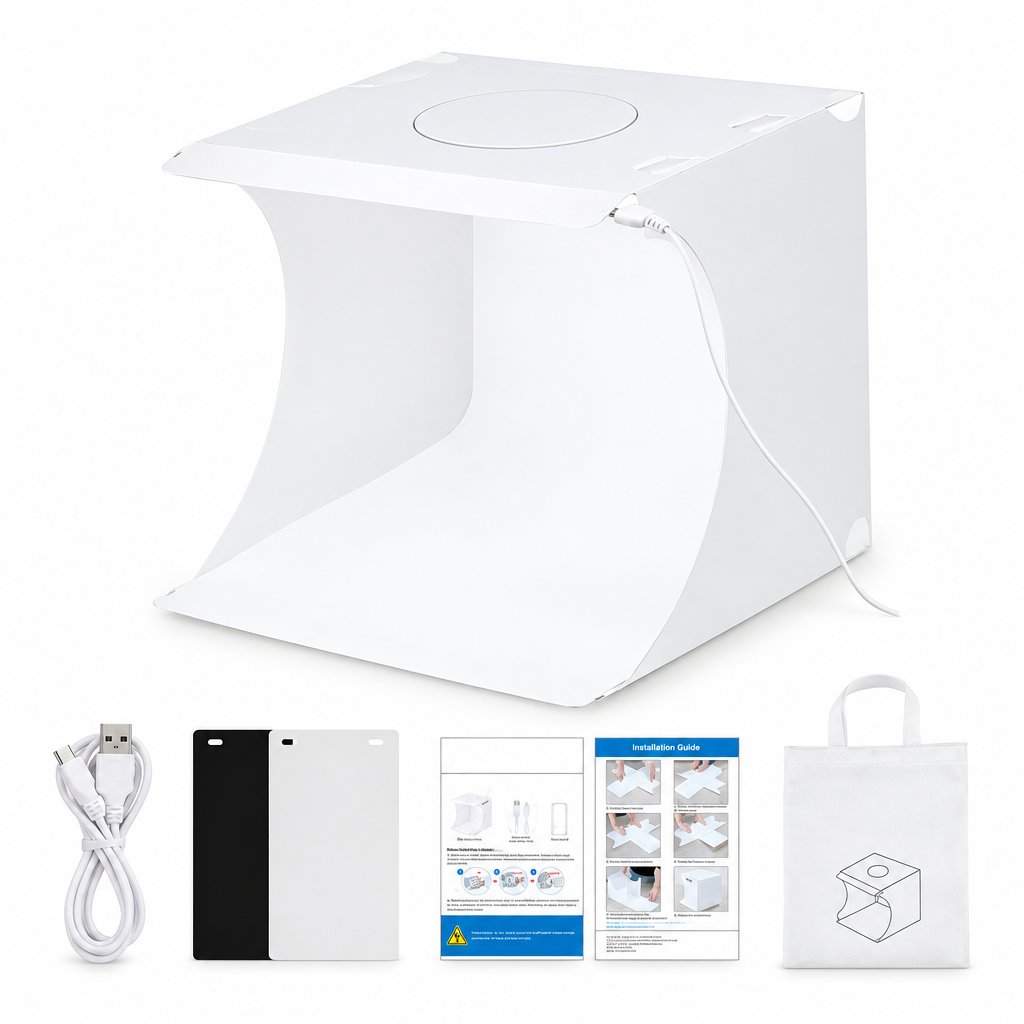 DeskGlow 7.9 in (20 cm), 2 backdrops, single LED strip