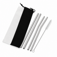 Stainless Steel Iced Coffee Straw Set with Cleaning Brush