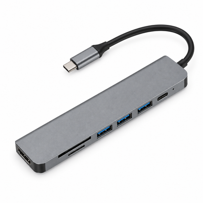 OneDockle Gray 7-in-1 (HDMI + 3 USB + PD + SD/TF)