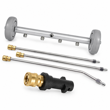 RoadRinse Gray small wheels, 3 wands + Karcher-style adapter