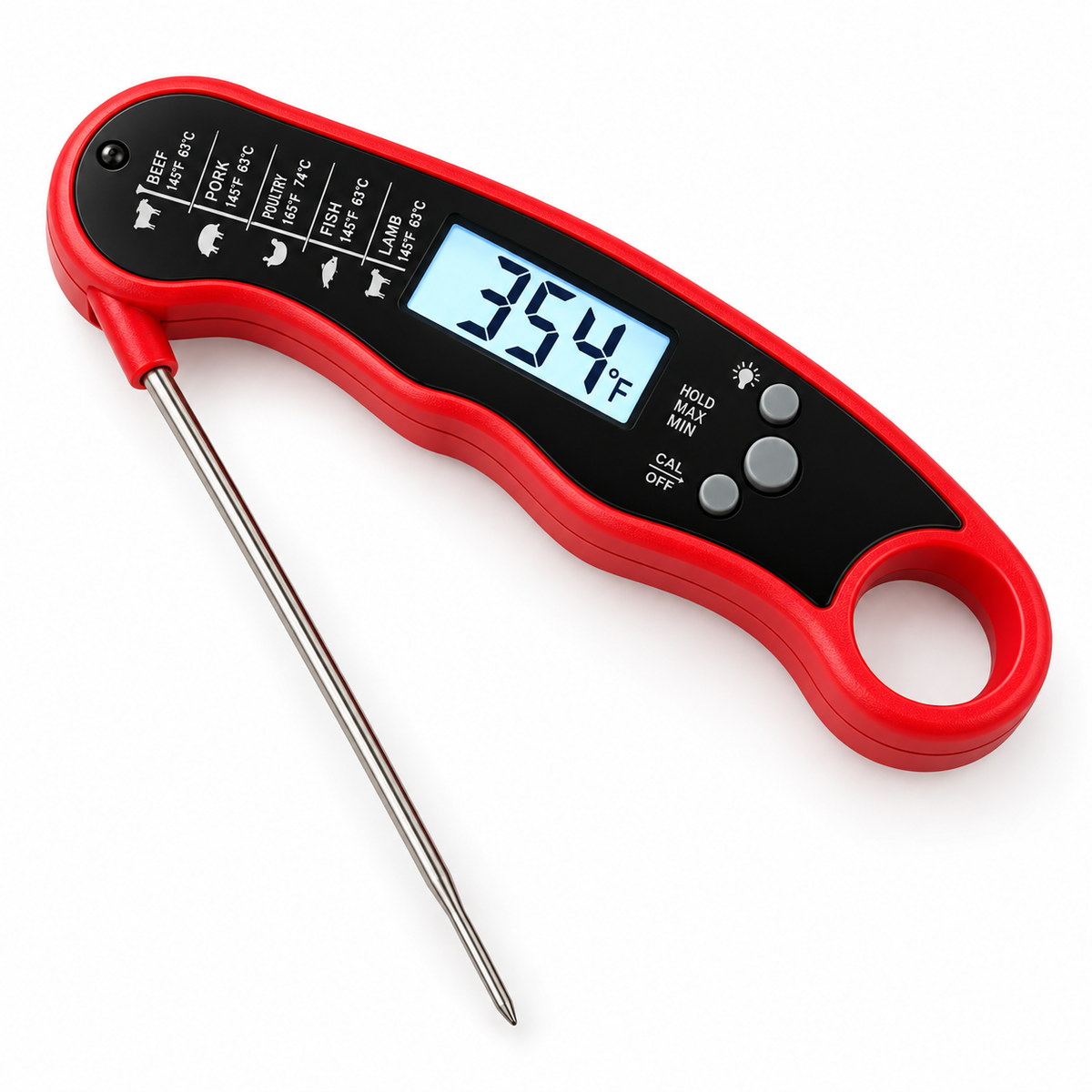 Searwise Waterproof backlit, curved, with scale, Red