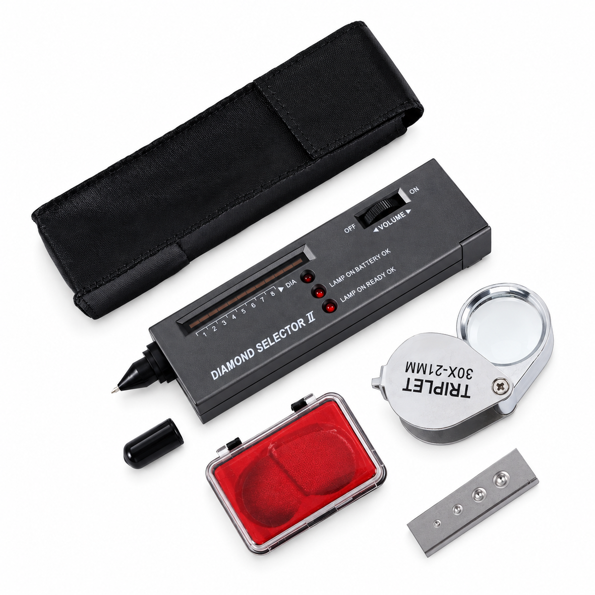 Sparkwise Tester pen + 30X triplet loupe