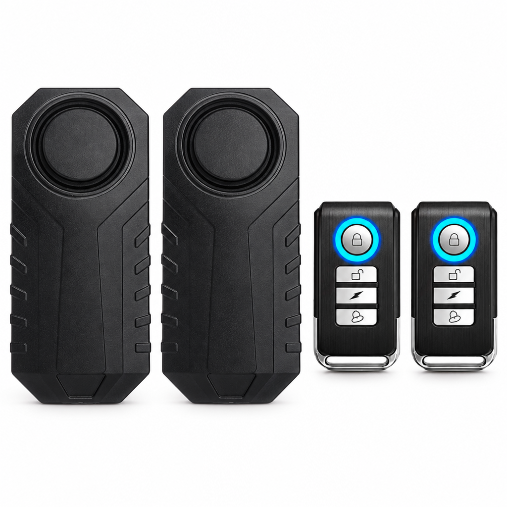 Spokeshout 2-pack: 2 alarms + 2 four-key remotes