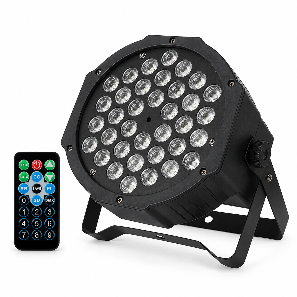 Spotglow 36W par light (36 LEDs) + remote / Seven-colour - US 2-pin plug