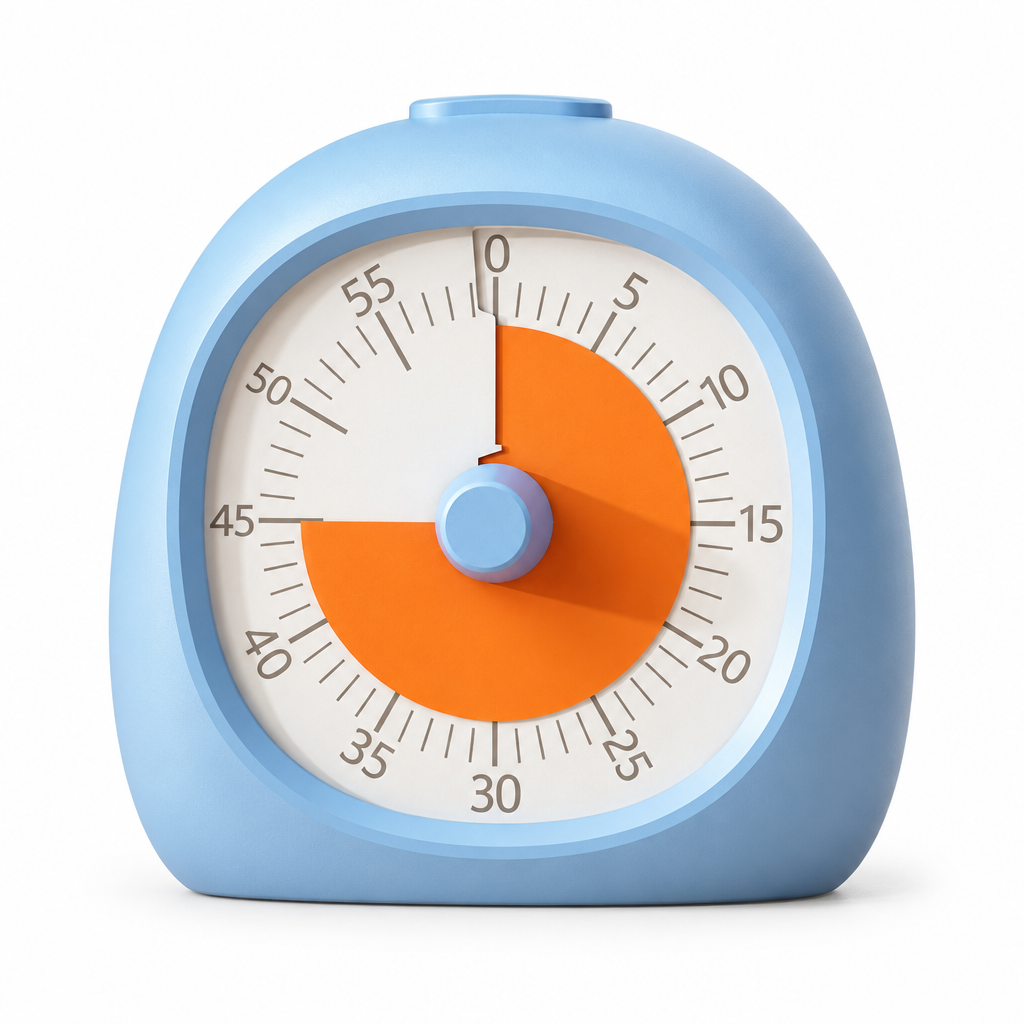 TickGlow Round Blue – Battery (60-min visual timer)