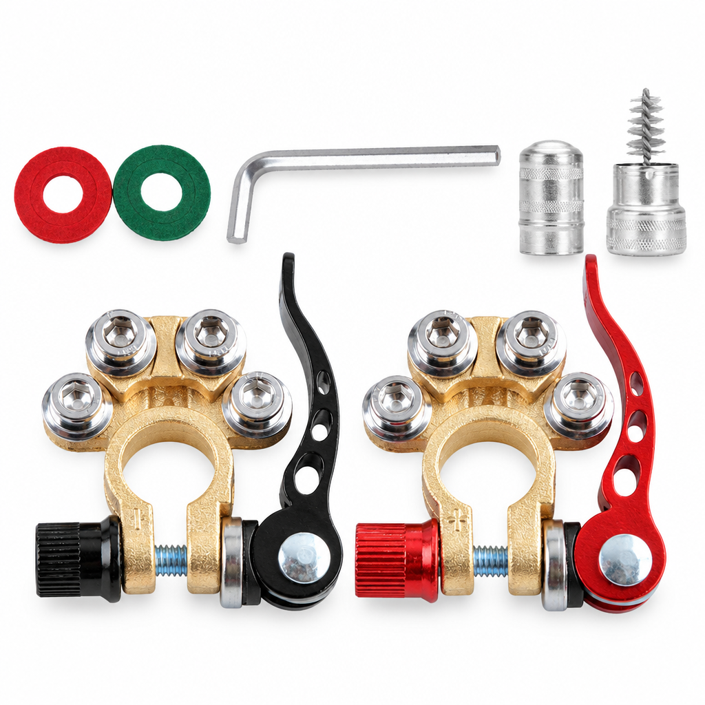 TidyHood Terminal pair + wrench + 2 washers + cleaning brush