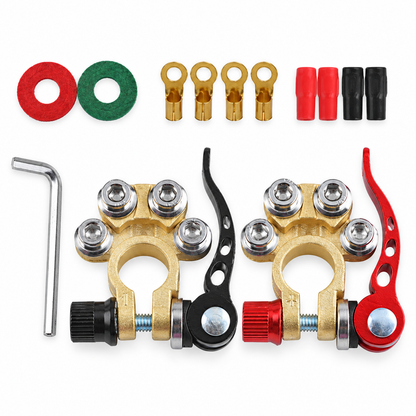 TidyHood Terminal pair + wrench + washers + ring lugs/sleeves (no brush)