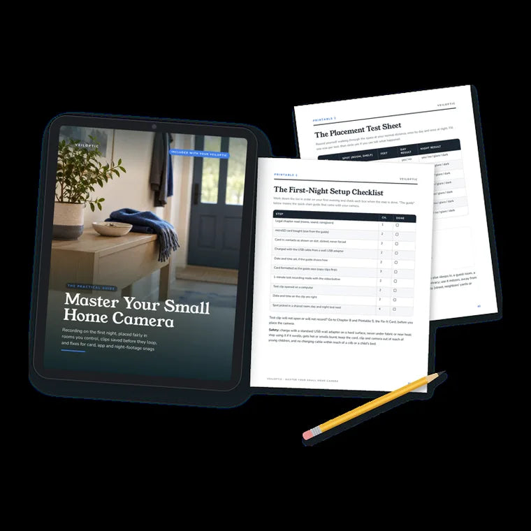VeilOptic guide on a tablet with printable pages